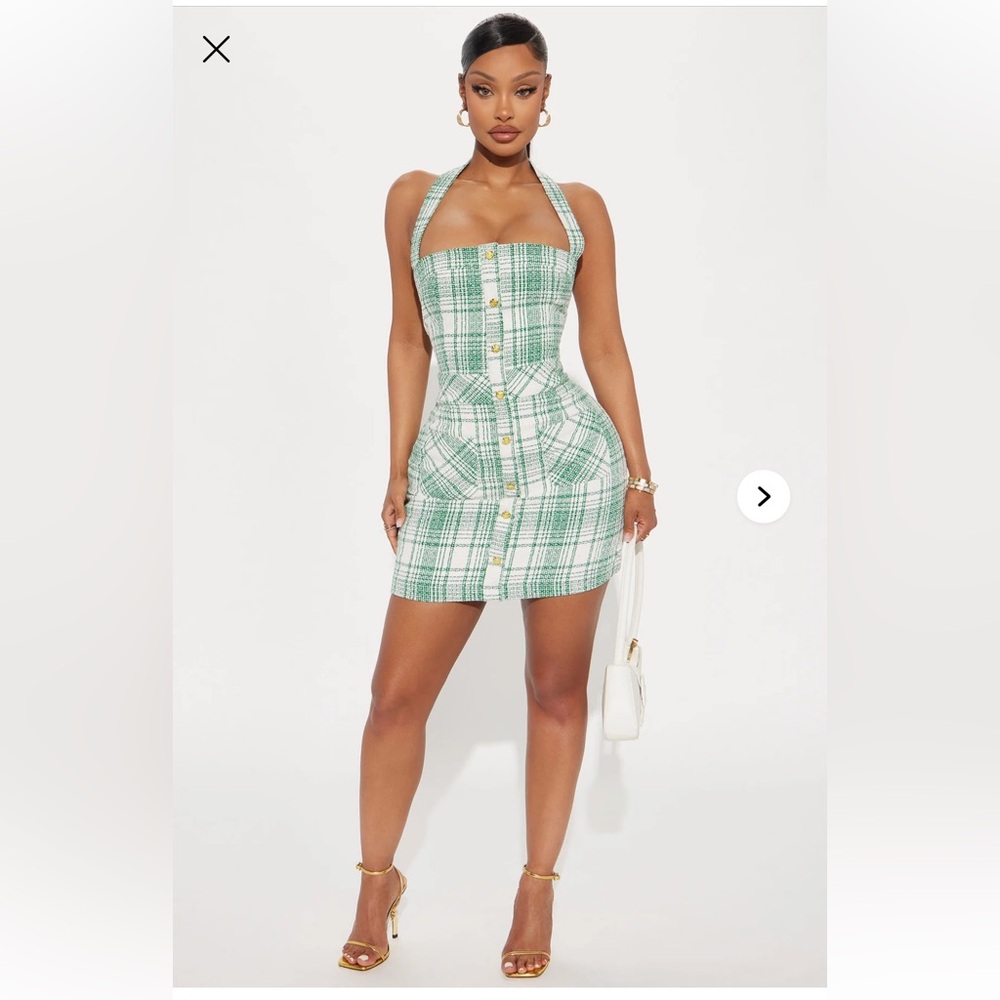 Fashion Nova Green Plaid Mini Dress